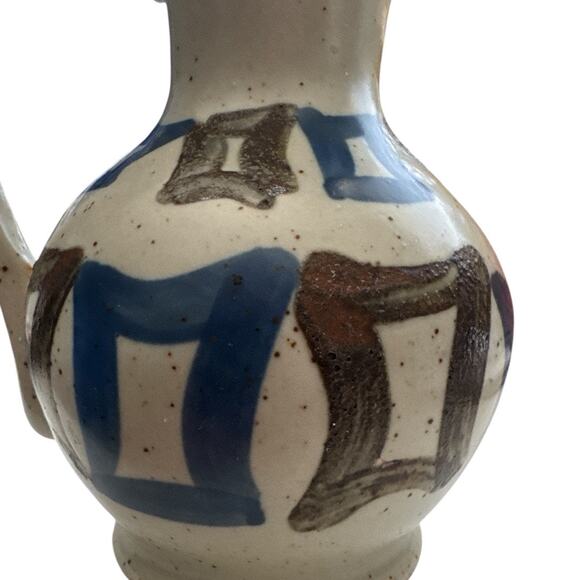 Vintage Hand Created and Painted Stoneware Pottery Pitcher - Picture 9 of 10